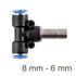 Red. Insert T-joint Pu 8mm - 6mm